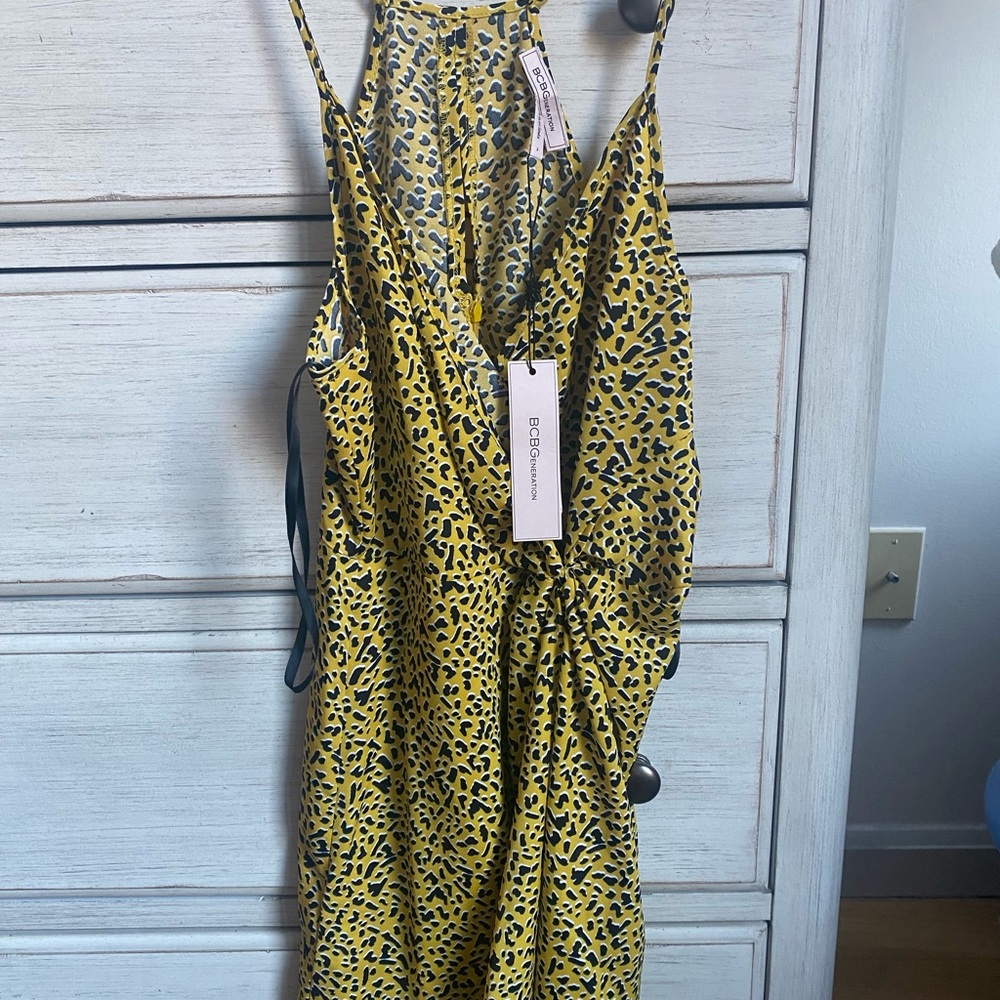 BCBGeneration Yellow Leopard Print Dress